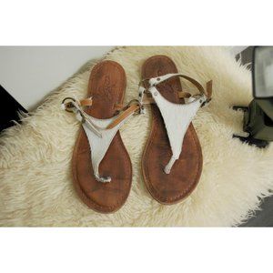 Freebird Leather Calf Hair Sandals Thong Size 6